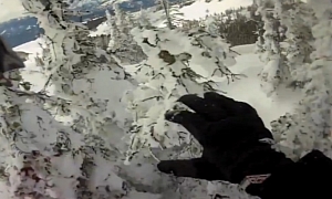 Lolrider Crashes Snowmobile into a Tree, Face First