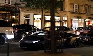 London Fights Supercars: Woman Throws Apple at Lamborghini Aventador