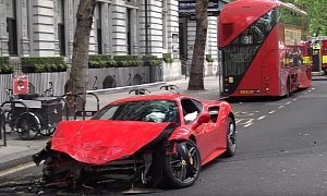 London Rapper Swarmz Crashes Ferrari 488 GTB Into Double-Decker Bus