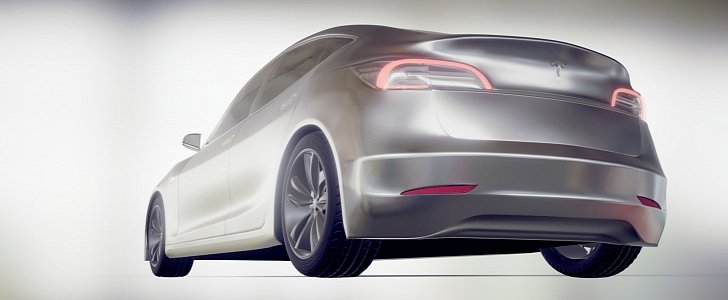 Tesla Model 3 3D rendering