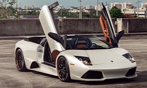 Looking Classy yet Modern, This Satin White Lambo Murci Roadster Is, Indeed, Gated