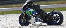 Lorenzo Utterly Destroys His Bike in a Crash during Michelin Tests, Many Others Fall, Too