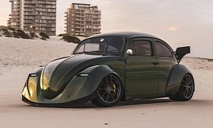 Low-Green, Wide VW Beetle Takes Virtual Racer “REV3nGE” Over Becoming Extinct