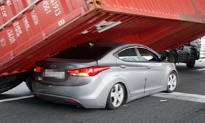 Low Rider: Container Crushes Hyundai Elantra Suspension