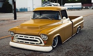 Low Riding 1957 Chevrolet 3100 Pickup Is the Ultimate Asphalt Crawler