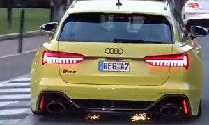 Lowered Audi RS6 Scrapes While Leaving Car Meet, Sparks Fly