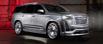Lowered Caddy Escalade Rides on Hulking Forgiatos to Flaunt Its Modified Body Kit