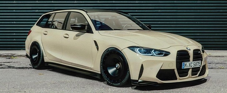 Lowered BMW M3 Competition Touring on Aerodiscs rendering by the_kyza 