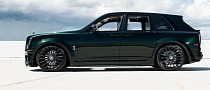 Lowered, Widebody Rolls-Royce Cullinan on 24s Has a Dark Emerald Novitec Overdose