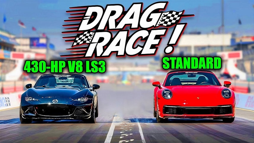LS3-Swapped Mazda Miata vs. 2024 Ford Mustang GT vs. 2024 Porsche 911 Targa 4S
