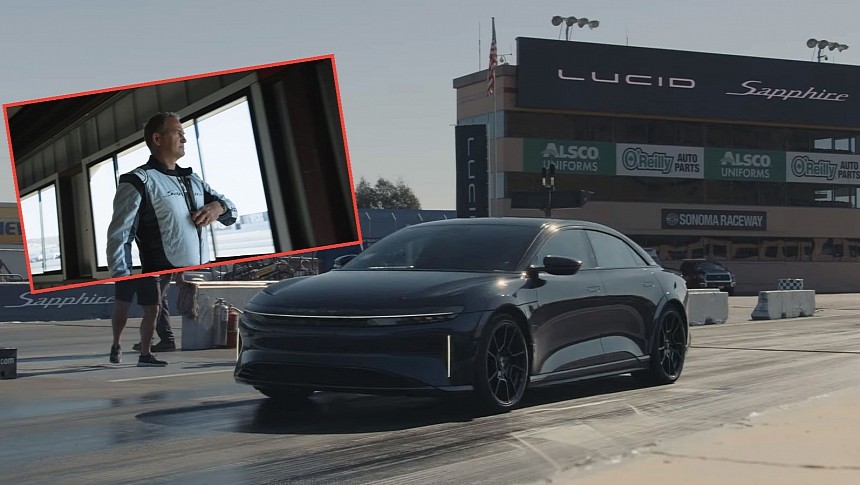 Former Top Gear Stig Ben Collins and the Lucid Air Sapphire
