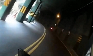 Lucky Rider Unscathed after Crashing into the Tunnel Wall