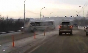 Lucky Russian Driver Survives Extreme Impact With Bus