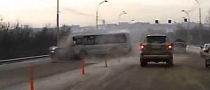 Lucky Russian Driver Survives Extreme Impact With Bus