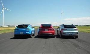 Mustang Mach-E vs Tesla Model Y vs Genesis GV60 Drag Races Conclude With Surprise Winner
