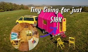 Magenta Tiny House Fights Debt and Mortgage With Cute Design, $10K Price Tag