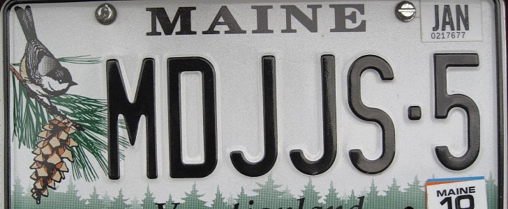 Example of a Maine license plate. This one is not obscene.