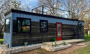 Mainsail Container Tiny Home Has a Rooftop Deck and an Interior That Exudes Rustic Charm