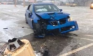 Man Crashes His Pontiac G8 Doing Donuts in Empty Parking Lot