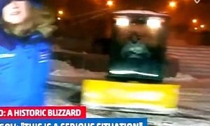 Man Does Donuts with a Snowplow on Live Broadcast: What Snowmageddon? <span>· Video</span>