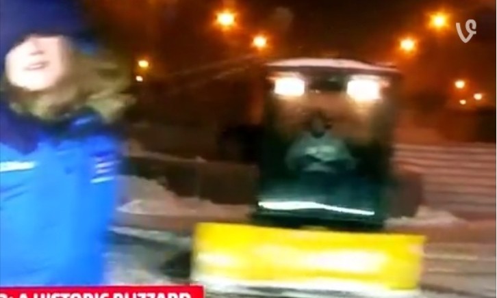 Man Does Donuts with a Snowplow on Live Broadcast: What Snowmageddon? 