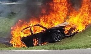 Man Leans Out of Window to Avoid Flames Consuming His Car During Police Chase