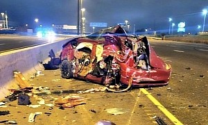 Man Lucky To Be Alive After Totaling a Tesla on the Highway