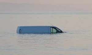 Man Parks Ford Transit on the Beach, the Sea Swallows It Whole