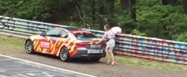 Man Pukes After Being Driven in M3 by High-Heeled Girl on Nurburgring