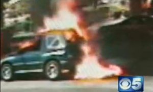 Man Sets Fuel Pump, Car on Fire