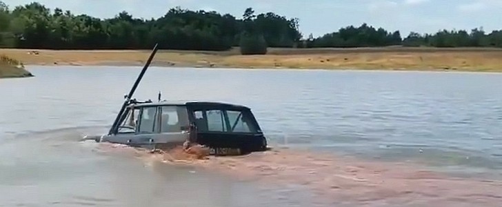 Guy takes his 1987 Land Rover to swimming lessons