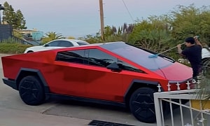 Tesla Cybertruck Owner Wraps His EV in Chrome Red, Can't Go to the Car Wash Anymore