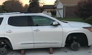 Man’s Expensive Wheels Stolen Off GMC Acadia Denali Right in His Driveway