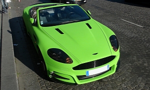 Mansory Aston DBS Wrapped in Lime Green Spotted