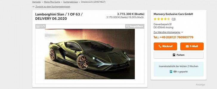 Mansory Is Flipping Its Lamborghini Sian FKP 37 Build Slot