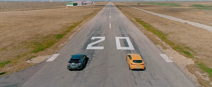 Drag race! Honda Civic Type R vs Renault Megane RS 300 Trophy (one of our closest ever!)