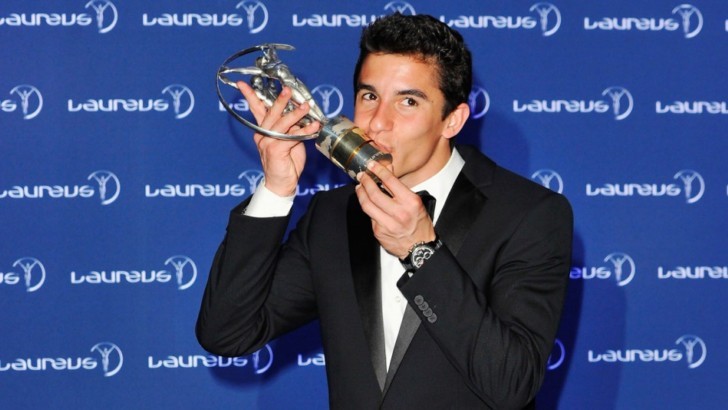 Marc Marquez receiving the 2014 Laureus Award