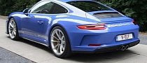 Maritime Blue Porsche 911 GT3 Touring with Silver Stripes Is an Air-Cooled Nod