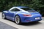 Maritime Blue Porsche 911 GT3 Touring with Silver Stripes Is an Air-Cooled Nod