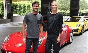 Mark Webber Drives Maria Sharapova to Practice in a Porsche 911 Targa 4S