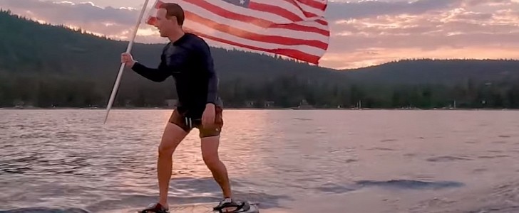 Mark Zuckerberg sets the record straight on viral video: that is not an electric surfboard, but a hydrofoil