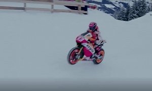 Watch Marc Marquez Rip Through Austrian Snow On His Honda MotoGP Bike