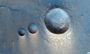 Mars Trio of Craters Line Up Like Some Replica of the Great Pyramids at Giza