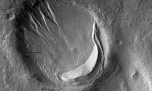 Martian Crater Left With Tongue Sticking Out by Longer Lasting Forces