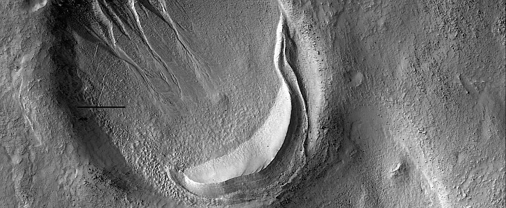 Impact crater in the Nereidum Montes region of Mars