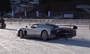 Maserati MC12 Revs Ferrari V12 in the Snow, Looks Tail-Happy