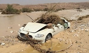 Maserati Quattroporte Abandoned after Being Hit by Flood in Israel