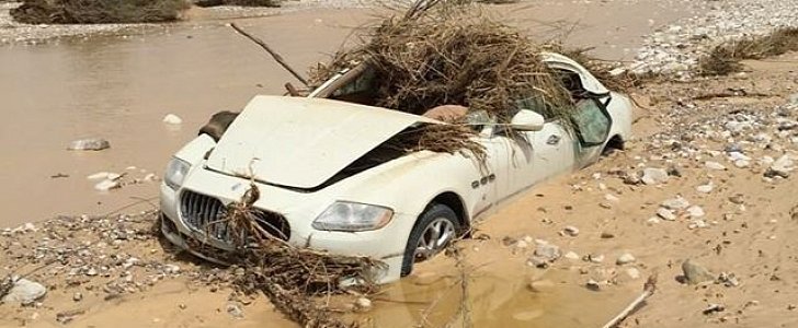 Maserati Quattroporte Abandoned after Being Hit by Flood