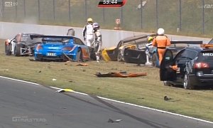 Massive Crash Destroys 6 Cars in ADAC GT Masters Race