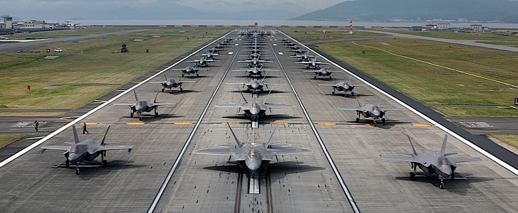 USAF and USMC airplanes at Marine Corps Air Station Iwakuni in Japan